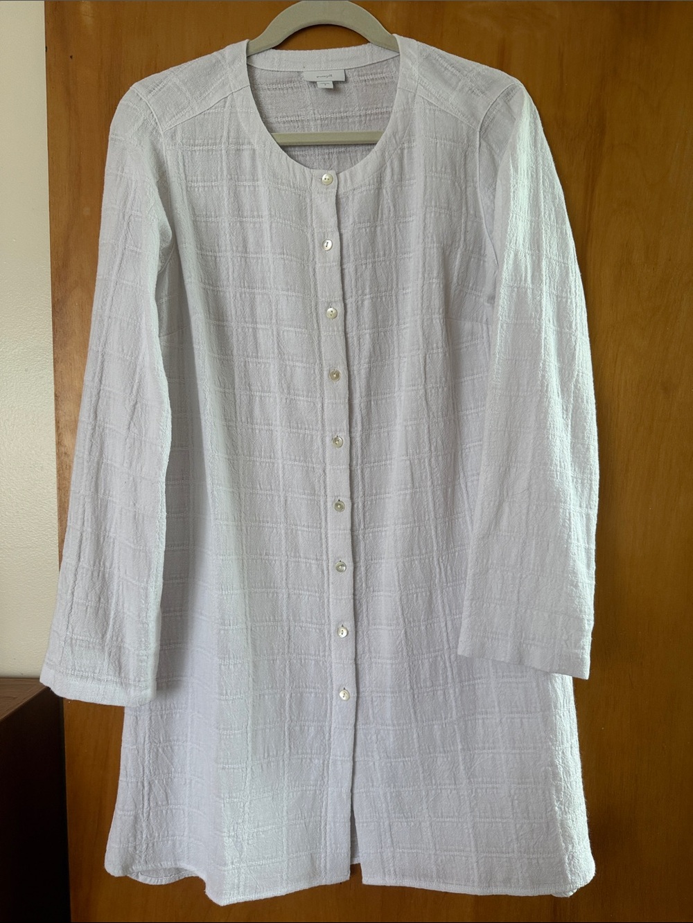 White Button-Front Duster, Side Slits, Perfect as a Cover-Up, New